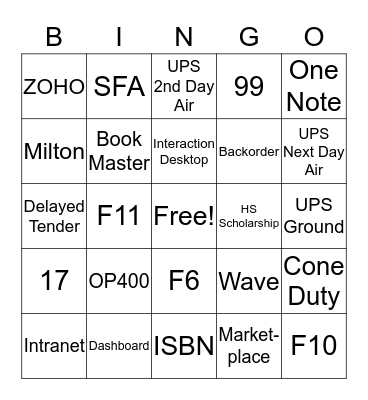 OP Training Bingo Card