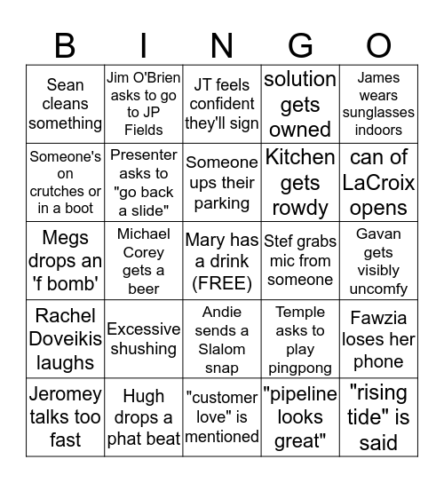 All Hands Bingo Card