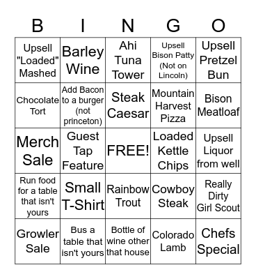 Server Bingo Card