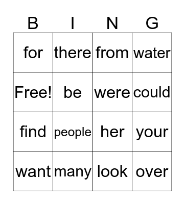 SIGHT WORDS Bingo Card