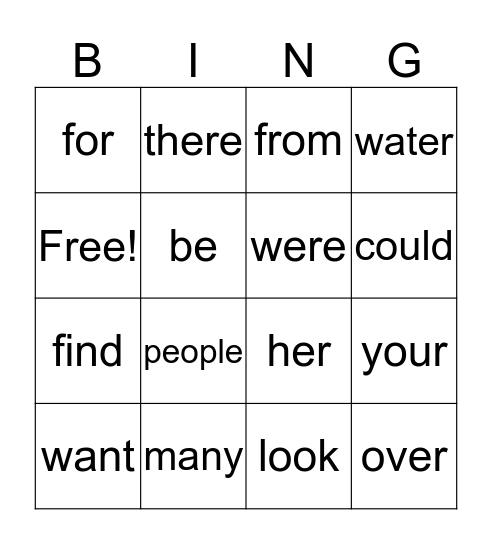 SIGHT WORDS Bingo Card