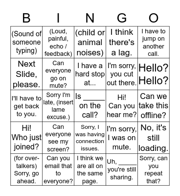 Conference Call Bingo Card