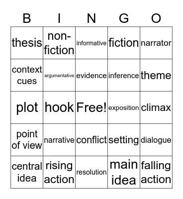 Rogers' Bingo Card