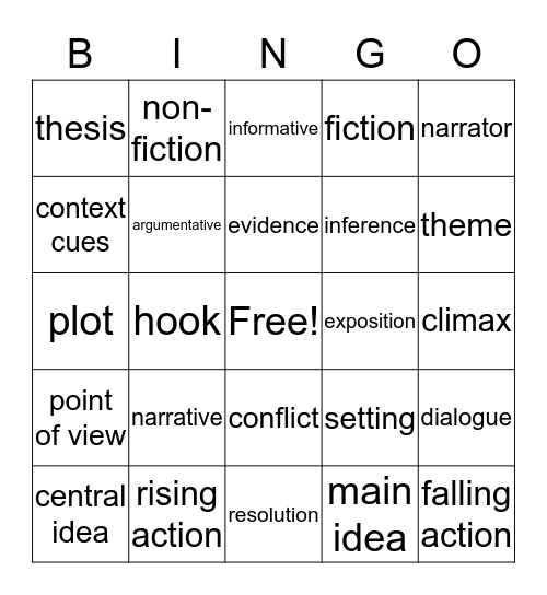 Rogers' Bingo Card