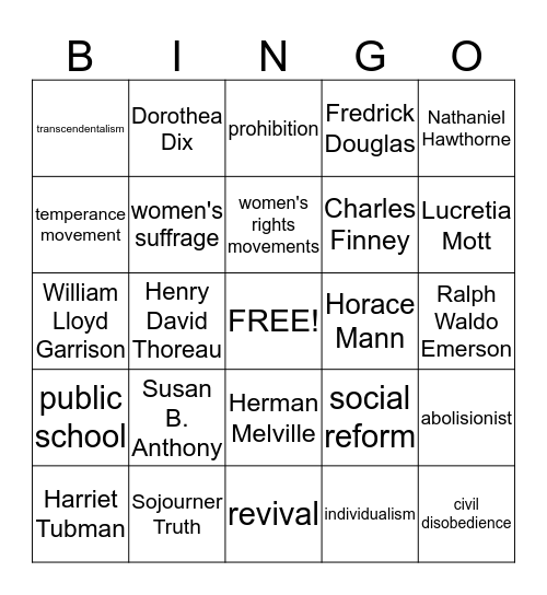 Chapter 8 - An Age of Reform Bingo Card