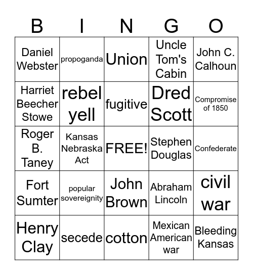 Chapter 10 - The Nation Divided Bingo Card