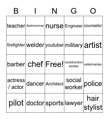 Career Bingo Card