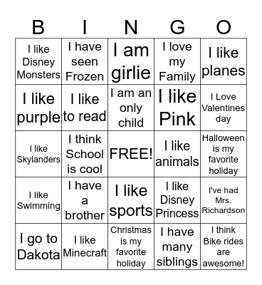 Helvie Kids Friends Bingo! Bingo Card