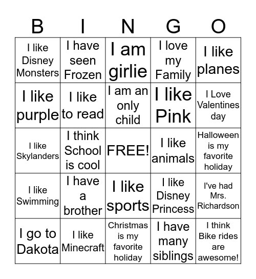 Helvie Kids Friends Bingo! Bingo Card