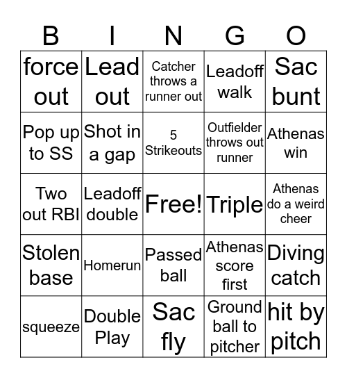 CMS Softball Strike Out Cancer  Bingo Card