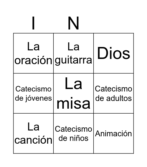 Semana Santa Bingo Card