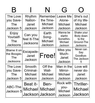 BB33 All things JACKSON! Bingo Card