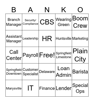 BANKO Bingo Card