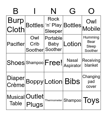 Baby Barber Bingo Card