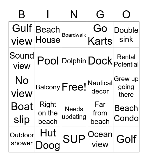 Beachfront Bargainhunt Bingo Card