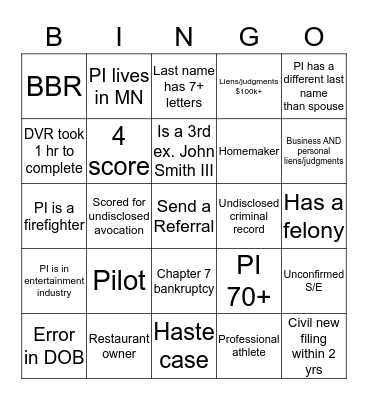 RSU Bingo Card