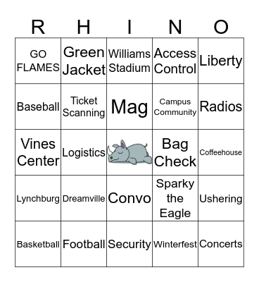 RHINO Bingo Card