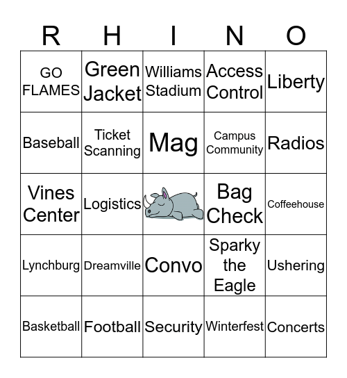 RHINO Bingo Card