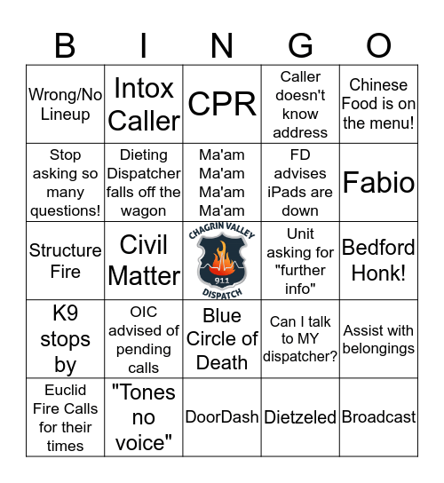 Dispatch Week 2019 Bingo Card