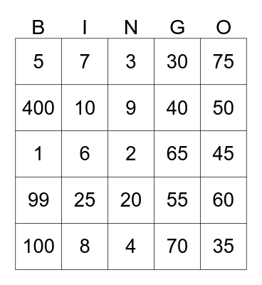 Alex's Bingo! Bingo Card