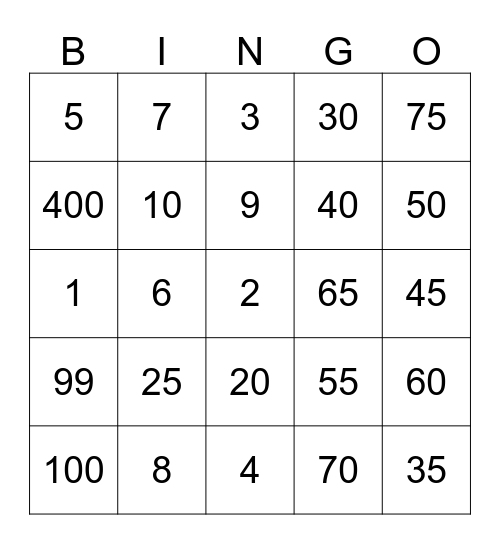 Alex's Bingo! Bingo Card