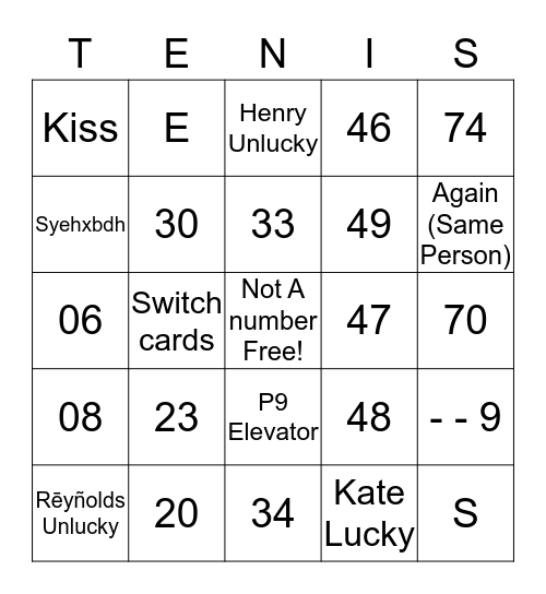 Special Bingo Card