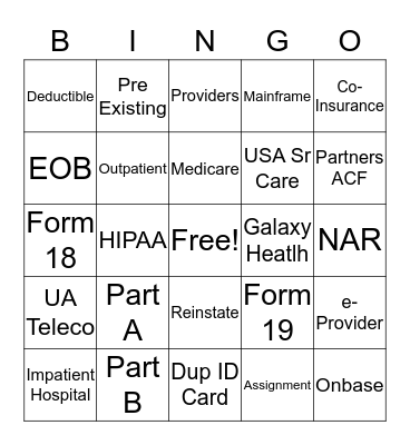 UA Medicare Bingo Card