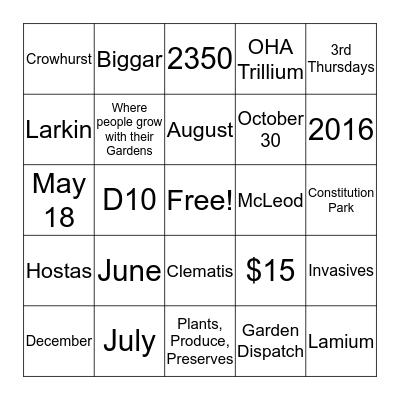 LFHS Membership Appreciation Bingo Card