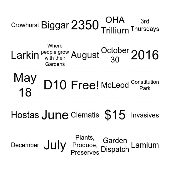 LFHS Membership Appreciation Bingo Card