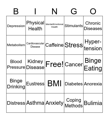 Health Bingo  Bingo Card