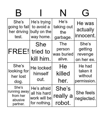 Inference Bingo Card