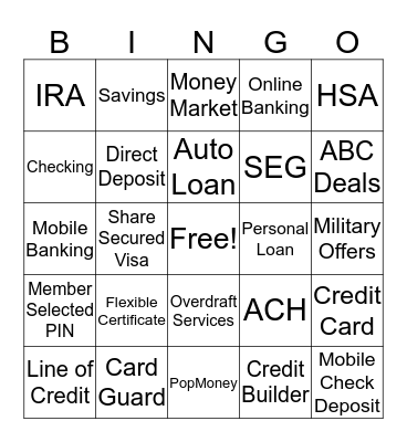 Products Bingo Card