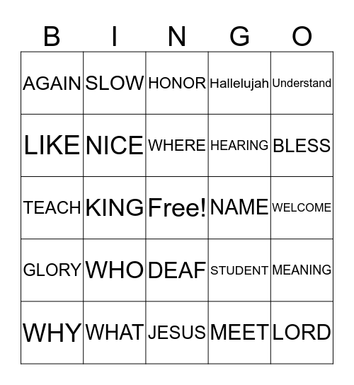A   S   L  Bingo Card
