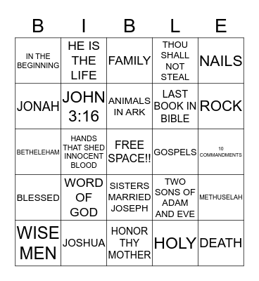 BIBLE BINGO Card