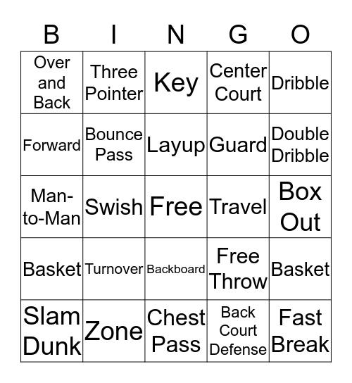 Basketball Bingo Card