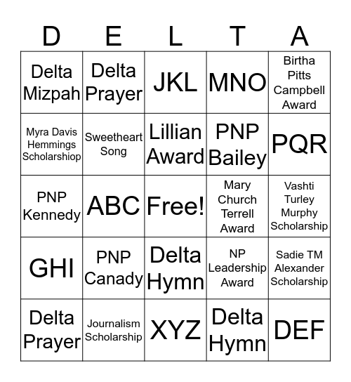 PPP 6 Bingo Card