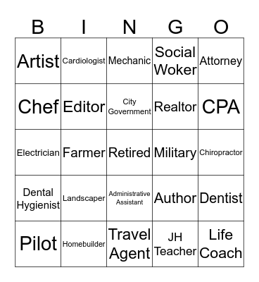 Reunion Bingo Card