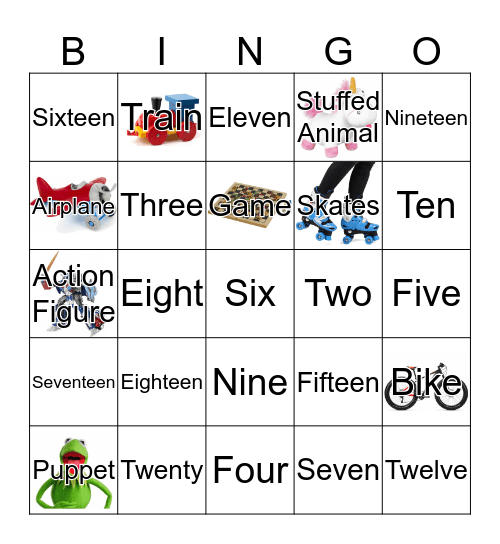 1-20 plus Toys Bingo Card