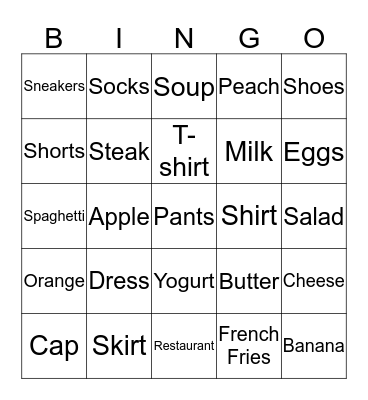 UNIT 4 Bingo Card