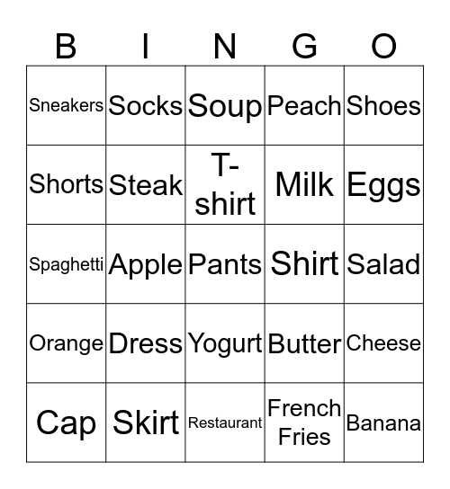 UNIT 4 Bingo Card