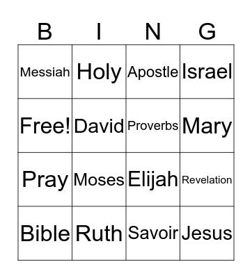 Bible bingo Card