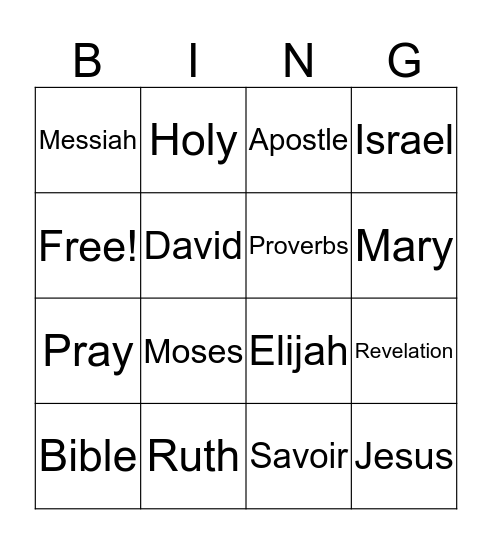 Bible bingo Card