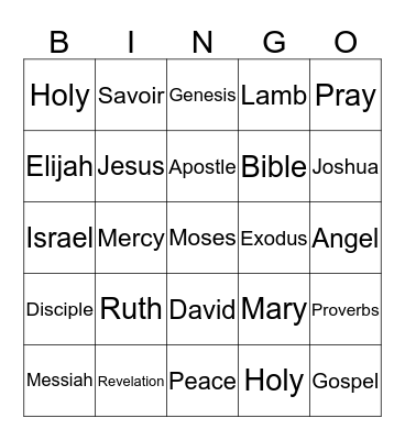 Bible bingo Card