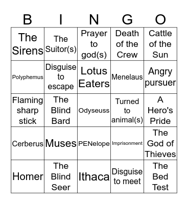 O' Brother Where Art Thou Allegories Bingo Card