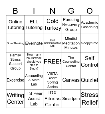 Champlain Student Supports S'14 Bingo Card