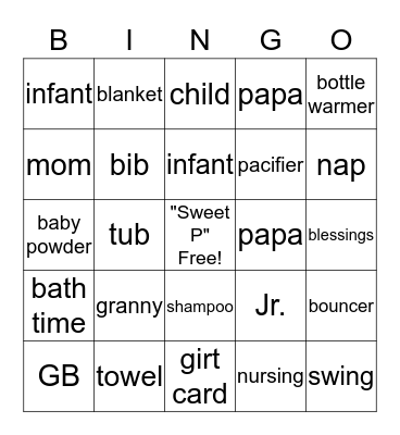 Baby Bingo Card