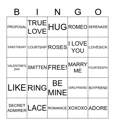 VALENTINE'S DAY Bingo Card