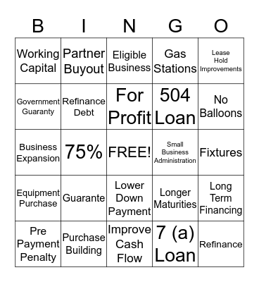 S  B  A Bingo Card