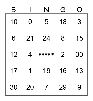 i <3 you!!! Bingo Card