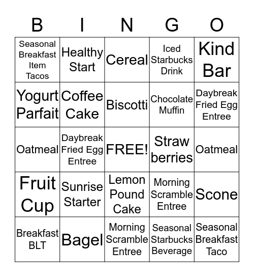 BISTRO BINGO Card